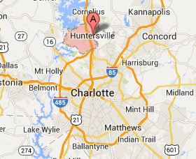 Map of Huntersville - Charlotte, NC - 28070, 28078